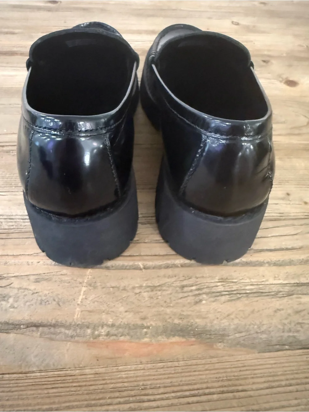 Steve Madden Langsten Lug Sole Loafers, Black, Size 7.5, Preowned